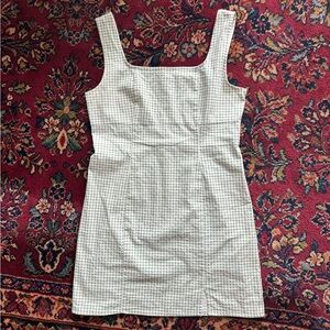 Lulus Green and White Gingham Checkered Dress size M zip